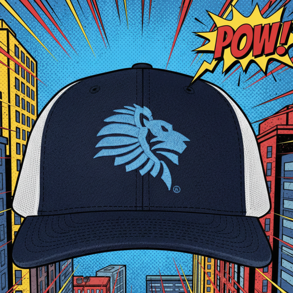 Legacy Logo Mesh Curved Brim Snapback "Navy & Columbia"